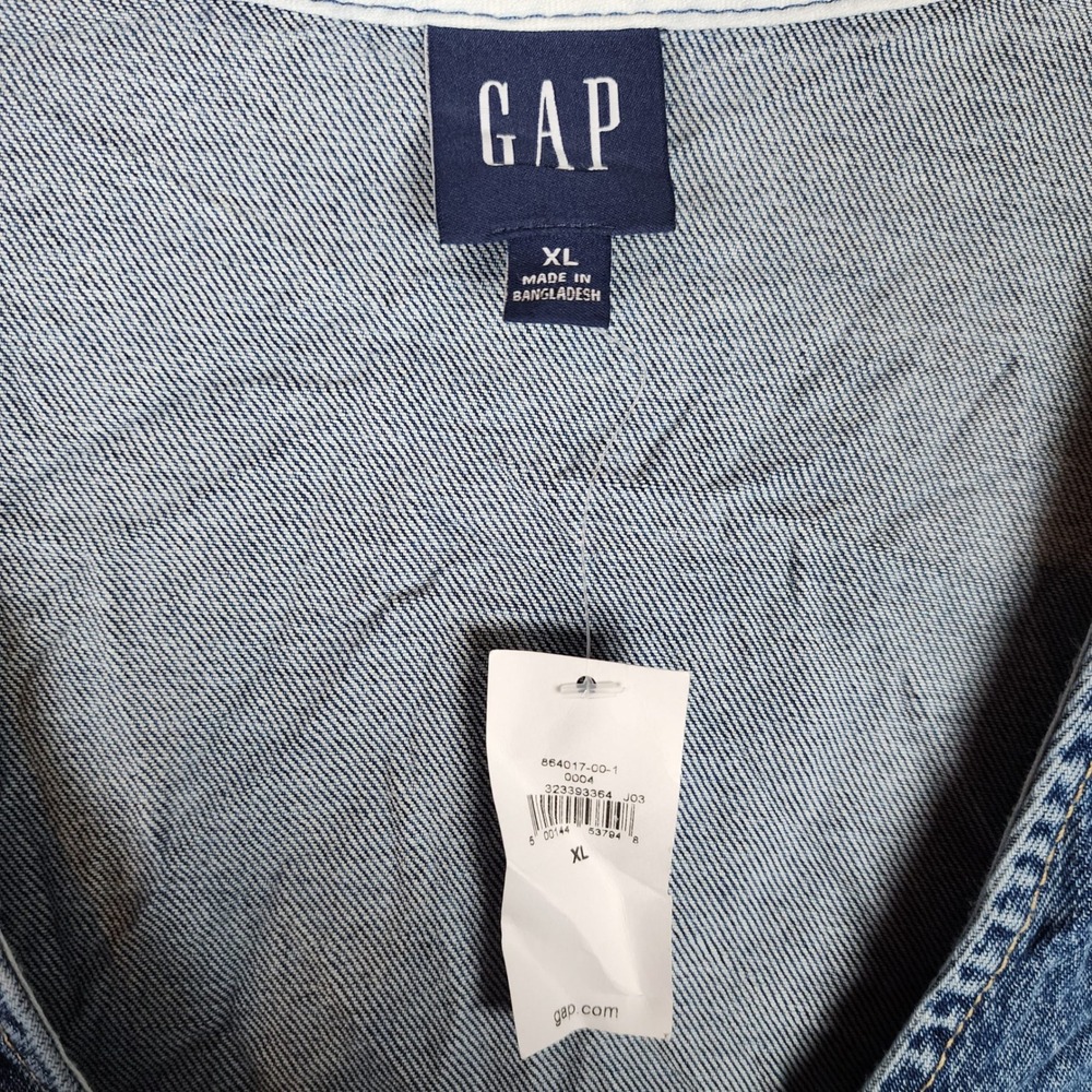 Gap Dress Womens XL Denim Midi Button Front Blue Raw Hem NEW - Picture 6 of 7